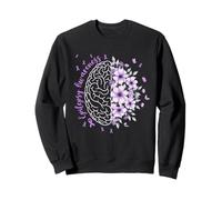 Epilepsy Awareness Floral Brain Purple Ribbon Warrior Women Sweatshirt