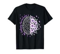 Epilepsy Awareness Floral Brain Purple Ribbon Warrior Women T-Shirt