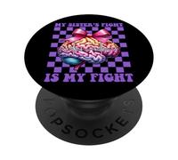 Epilepsy Awareness Girl Purple My Sister's Fight is My Fight PopSockets Adhesive PopGrip