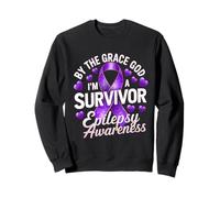Epilepsy Awareness Month Purple Ribbon I'm A Survivor Sweatshirt