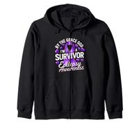 Epilepsy Awareness Month Purple Ribbon I'm A Survivor Zip Hoodie