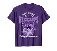 Epilepsy Awareness My Brain Has Hiccups Purple Dinosaur T-Shirt