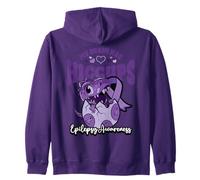 Epilepsy Awareness My Brain Has Hiccups Purple Dinosaur Zip Hoodie