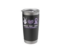 Epilepsy Awareness Peace Love Cure Ribbon Stainless Steel Insulated Tumbler
