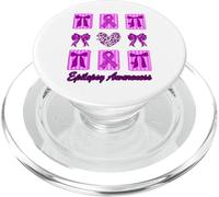 Epilepsy Awareness Purple Coquette Ribbon Epileptic Warrior PopSockets PopGrip for MagSafe