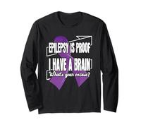 Epilepsy Awareness Shirts Support Purple Ribbon Brain Wear Long Sleeve T-Shirt