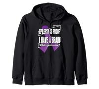 Epilepsy Awareness Shirts Support Purple Ribbon Brain Wear Zip Hoodie