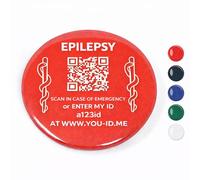 Epilepsy Badge, Emergency Medical Alert, 45mm Medical ID Pin Badge, Fast Epilepsy Awareness. QR Code to Store Patient Name, Medications Emergency Contacts Details, NHS Number and More (Green)