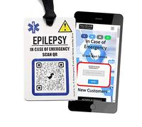 Epilepsy Card. Emergency Medical ID Smartcard on Lanyard for Epileptic Person. NFC QR Code. Store Vital ID Contacts and Meds in Case of Emergency. Your Info Accessible from Mobile Phone Smartphone.
