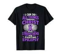 Epilepsy Christian Seizure Warrior Purple Ribbon T-Shirt