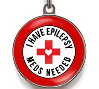 Epilepsy Dog Tag - Add Your Text to Back - Medical Alert Pet ID - I Have Epilepsy, Meds Needed - Custom Double-Sided Dog Tag - 2 Sizes - 36 Colour Options - Durable Health Tag for Dogs
