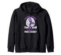 Epilepsy Is Proof I Have a Brain Purple Epilepsy Awareness Zip Hoodie