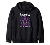 Epilepsy Not Contagious My Smile Is Epilepsy Awareness Zip Hoodie