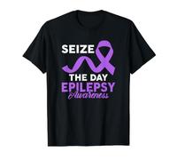 Epilepsy Support Seize The Day Epilepsy Awareness Value Graphic T-Shirt, Men, Black, L