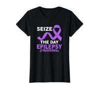 Epilepsy Support Seize The Day Epilepsy Awareness Value Graphic T-Shirt, Women, Black, M