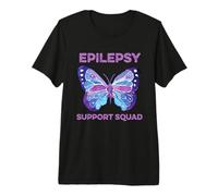 Epilepsy Support Squad Butterfly Purple Ribbon Brain Seizure Premium T-Shirt