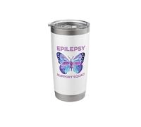 Epilepsy Support Squad Butterfly Purple Ribbon Brain Seizure Stainless Steel Insulated Tumbler