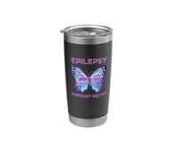 Epilepsy Support Squad Butterfly Purple Ribbon Brain Seizure Stainless Steel Insulated Tumbler