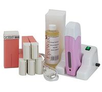 Epilwax Complete Hair Removal Waxing Kit with Modular Base - Includes 6 Rose Wax Roll-on Cartridges, Roll On Wax Heater, 100 Strips and Waxing Oil