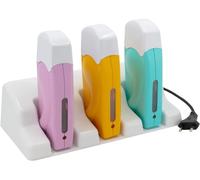 EpilWax - Professional Hair Removal Wax Heater epilator: 3 Multicolored Wax heaters for Roll-On of Wax 100 ml 1 Support - Hair Removal Device Heater Wax Cartridge Refill (Trio, Multicolored)