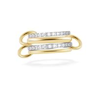 Epinki 2mm Womens Rings Stainless Steel, Silver Gold Stackable 4 Ring Set with White Round Cubic Zirconia Simple Engagement Size L 1/2