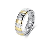 Epinki 7mm Stainless Steel Wedding Ring for Women, Silver Gold Snake Style Segment Design Unique Engagement Ring Size P 1/2
