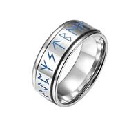 Epinki 8MM Fidget Rings for Anxiety for Men, Silver Viking Glow in The Dark Spinner Ring Anti Anxiety Ring, Stainless Steel Ring Size N 1/2