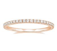 Epinki 925 Sterling Silver Simple Promise Ring for Women, Rose Gold Half Eternity Thin with White Round Cubic Zirconia Wedding Anniversary Rings Size N 1/2
