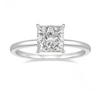 Epinki 925 Sterling Silver Wedding Band Ring for Women, Solitaire with 7x7mm 2.5ct Princess Cut Cubic Zirconia Rings Size L 1/2