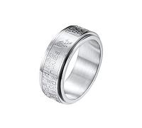 Epinki Anxiety Relieving Ring, Men's Religious Rings, 8MM Stainless Steel Silver Religious Prayer Spinner Ring Size X 1/2