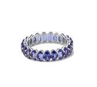 Epinki Engagement Rings for Women 18K White Gold Eternity Oval Created Sapphire Promise Rings Size I 1/2