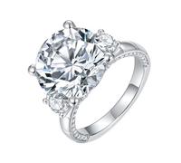 Epinki Hers Wedding Ring 925 Sterling Silver Luxury 4 Prong with 7ct Round Moissanite 1.6ct Women Bands Size R 1/2