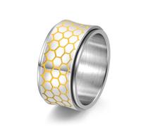 Epinki Men 12mm Spinner Mesh Pattern Glow in the Dark Ring | Stainless Steel, Fidget Ring Jewellery