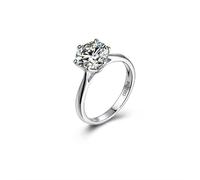 Epinki Platinum 950 Ring for Women Solitaire 1ct Round Moissanite Simple Promise Ring Jewellery Size N 1/2