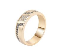 Epinki Ring for Women 14K Gold Round Diamond and Black Spinel Anniversary Band Engagement Wedding Jewellery Size X 1/2