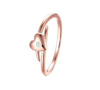 Epinki Simple Engagement Ring Women 18K Rose Gold Twisted Design Heart with Round Diamond Promise Rings Size J 1/2