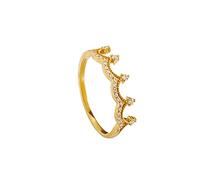 Epinki Simple Womens Rings 18K Gold Crown Shape with Diamond Anniversary Bands Wedding Jewellery Size U 1/2