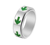 Epinki Spin Rings for Men, 8MM Stainless Steel Ring Silver Glow in The Dark Arrow Spinner Fidget Ring Size L 1/2