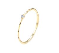 Epinki Wedding Anniversary Rings Women 9K Gold Thin Dainty Stackable Round with Moissanite Simple Rings Size P 1/2
