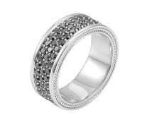 Epinki Wedding Ring Band Men 18K White Gold with Luxury Black Moissanite Anniversary Ring Jewellery Size X 1/2