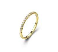 Epinki Wedding Ring Band Women 9K Gold Stackable Thin with Round Moissanite Simple Ring Jewellery Size I 1/2