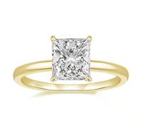 Epinki Wedding Ring Bands for Women 925 Sterling Silver, Gold Solitaire with 7x7mm 2.5ct Princess Cut Cubic Zirconia Rings Size V 1/2