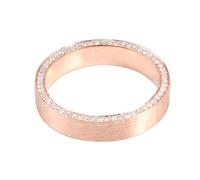 Epinki Women Ring Stylish 18K Rose Gold Matte Brushed with Round Moissanite Unique Ring Wedding Jewellery Size J 1/2