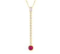 Epinki Womens Gold Necklace 14K Real Gold Long Dangle with Round Created Ruby and Moissanite Pendant Necklace 18 Inch