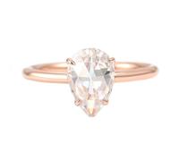 Epinki Women's Jewellery Rings 9K Rose Gold Simple Teardrop Diamond Rings Band Engagement Wedding Size O 1/2
