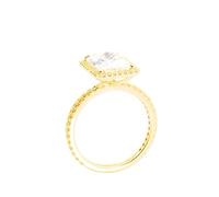 Epinki Womens Simple Rings 14K Gold with Big Rectangle Moissanite Rings Bands Engagement Wedding Jewellery Size H 1/2