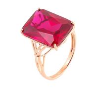 Epinki Women's Wedding Rings 18K Rose Gold Elegant Created Ruby Rings Engagement Promise Jewellery Size I 1/2