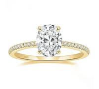 Epinki Women's Wedding Rings 925 Sterling Silver, Gold with 8x10mm 3ct White Oval Cubic Zirconia Band Ring Size O 1/2