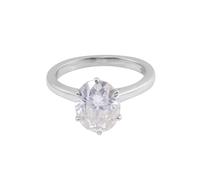 Epinki Women's Wedding Rings 9K White Gold Simple Solitaire 4 Prong Oval Moissanite 2ct Ring Band Size V 1/2