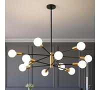Epinl Sputnik Chandeliers Ceiling Light - 12 Lights Modern Chandelier E27 Height Adjustable 53.8 inch Semi Flush Mount Ceiling Light - Farmhouse Chandelier Over Table for Dining Room Kitchen Bedroom